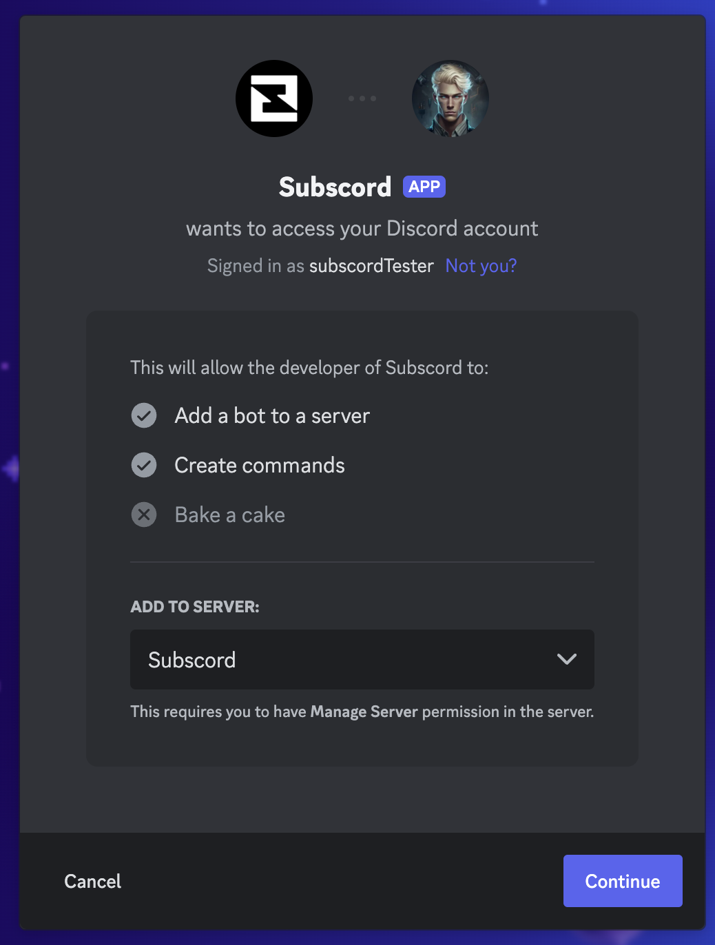 Invite Subscord bot